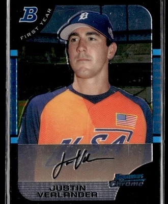 Bowman Draft Picks & Prospects 2005 #BDP129 Justin Verlander cromo 3703F Foto 1 de 2