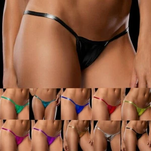 Women Sexy Bare Imitation Leather Underwear Lingerie Lady G String Thongs Briefs - Picture 1 of 12