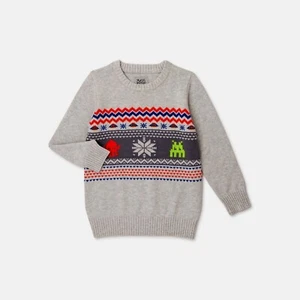 365 Kids From Garanimals Boys Alien Sweater, Grey Heath, Size 4 - Picture 1 of 3
