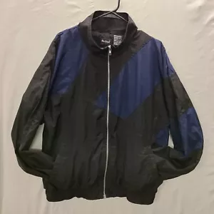 Vtg 90s Full Zip lined Windbreaker Jacket adult size Large Black Blue MacGregor - Picture 1 of 11