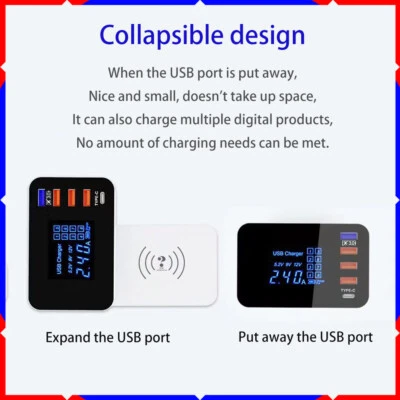 Wireless +1QC3.0+1Type-c+ multi-port smart charging base LCD display hub - Image 1 of 4