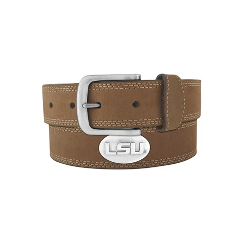 NCAA LSU Tigers Light Crazy Horse Leather Concho Belt 32-Inch Light Brown Cover