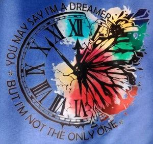 Unisex SS Graphics T-Shirt Blue Sz S "You May Say That I'm A Dreamer.." Colorful - Picture 1 of 4