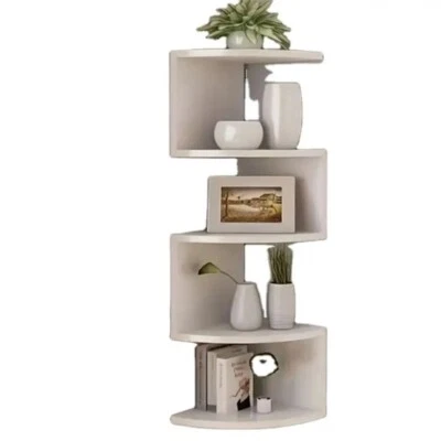 Libreria Scaffale Mensole Parete Angolare Moderna 5 Ripiani ad Angolo Bianco - Immagine 1 di 4