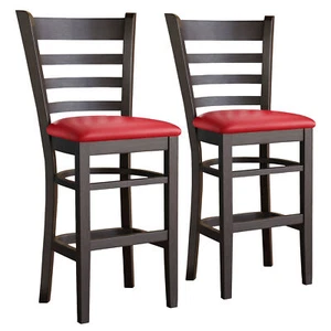 2er-SET ALESSANDRO | Bistro Barhocker | Rot | Leder | Gastro Barhocker - Bild 1 von 10