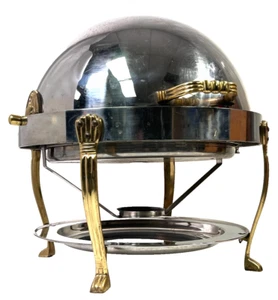 Bon Chef Stainless Steel Aurora Petite Round Chafer Brass Roll Top 3 Quart Qt - Picture 1 of 12