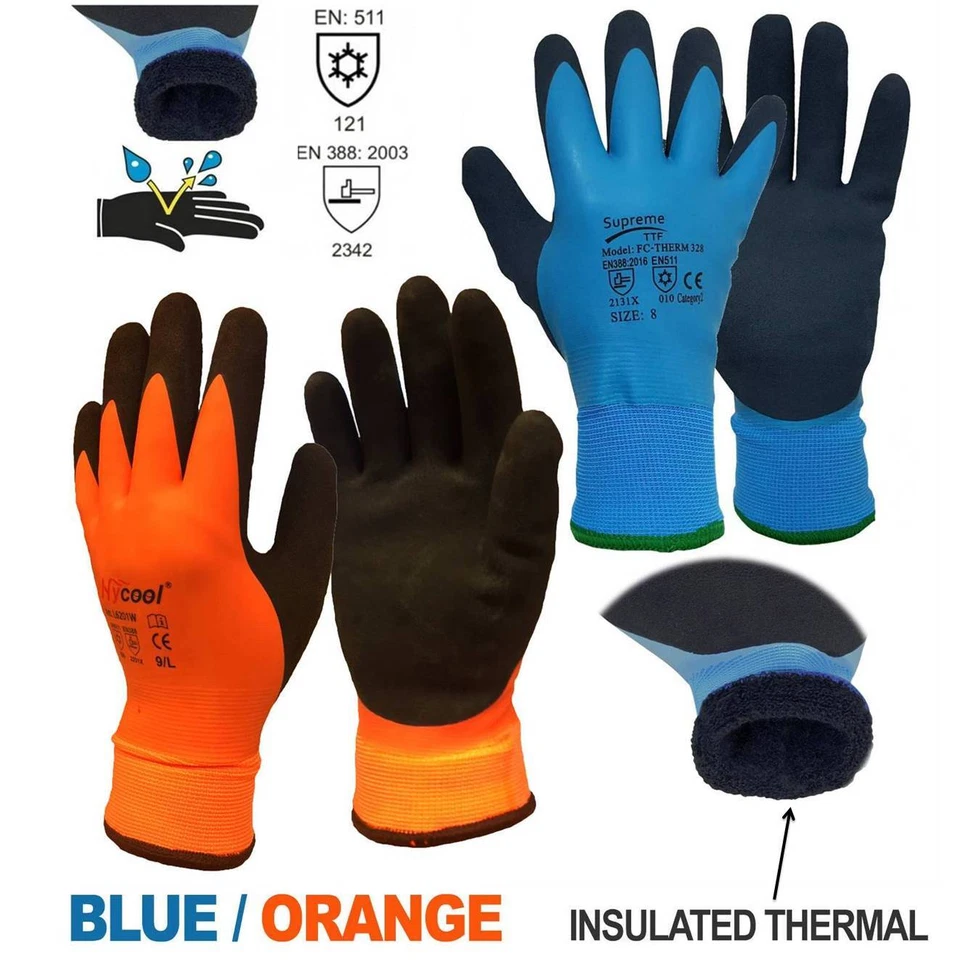 HYCOOL THERMAL INSULATED WINTER WARM WATERPROOF WORK GLOVES FREEZER COLD SAFETY GARDEN