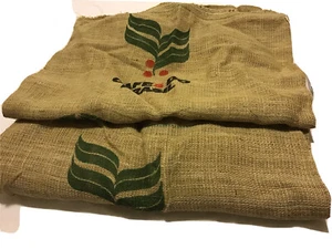 Cafe Do Brasil Burlap Large Coffee Bean Bag Lot of 2 - Picture 1 of 3