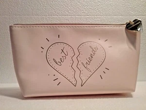 BareMinerals Pink BEST FRIENDS Cosmetics Makeup bag - zipper w/ heart charm New - Picture 1 of 3
