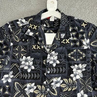 Tommy Hilfiger Camisa Hawaiana Para Hombres XL Negra Gris Abotonada Floral Campamento Hecha en EE. UU. Foto 1 de 4