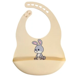 Baby Feeding Bib Silicon Waterproof Easy Clean Adjustable Size Food Grade Peach - Picture 1 of 3
