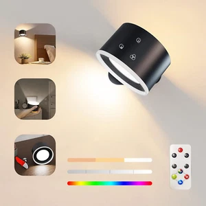 Rechargeable LED Wall Sconce, RGB Ambience, Touch and Remote Control - Picture 1 of 7