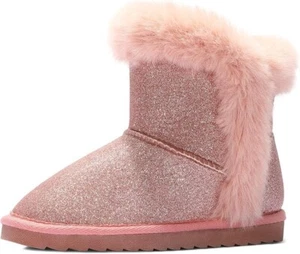 K KomForme Girls Snow Boots Warm Fur Lined Glitter Strap Winter Shoes Lightweigh - Picture 1 of 6