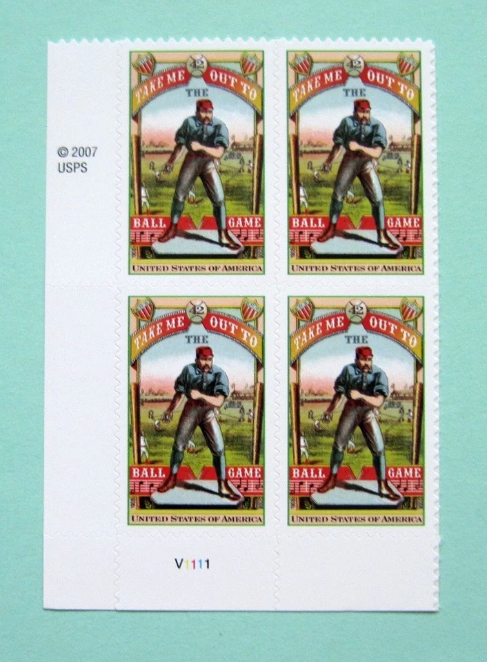 Sc # 4341 ~ Plate # Block ~ 42 cent Take Me Out To The Ballgame Issue (gj30) - Image 1 of 1