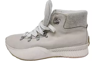 SOREL WASSERDICHTE DAMENSTIEFEL WEISSES WILDLEDER MIT GRAUEM FLEECE AM KNÖCHELTEIL HINTEN - Bild 1 von 5