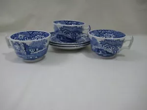 Spode Blue Italian Cups & Saucers x 3 - Picture 1 of 9