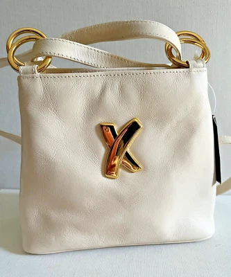 Bolsa tiracolo vintage Paloma Picasso X couro marfim dourada NOVA com etiqueta - Imagem 1 de 4