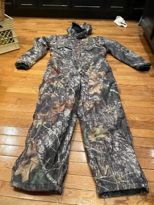 VTG Mens Winchester Coveralls Mossy Oak Break Up L Hood Waterproof Soft READ! - Image 1 of 4