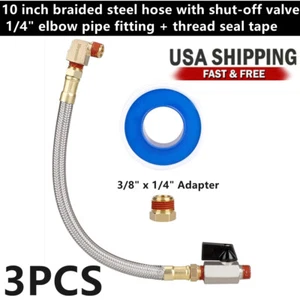 10 Inch Flexible Braided Steel Tube Air Compressor Tank Drain Hose 1/4 inch NPT - Picture 1 of 10