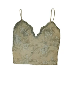 Charlotte Russe Cream Crop Tank Top Bustier With Beautiful Gold Embroidery Size - Picture 1 of 8