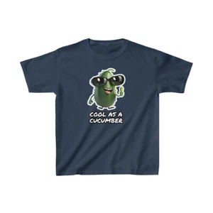 US Kids - Cool as a cucumber with sunglasses - Kids Heavy Cotton Tee - 7Y to 14Y - Picture 1 of 29