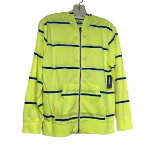 Old Navy California Youth Size L 10-12 Neon Green Striped L-Sleeve Zip Up Hoodie - Picture 1 of 7