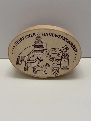 Seiffener Handwerksarbe Alemán Hecho a Mano Pequeño Navidad Ovalado ��Caja de Regalo VACÍA Foto 1 de 4