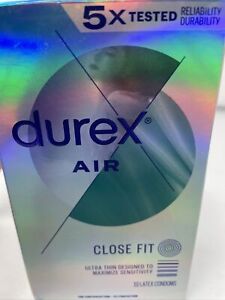 Durex Air Condoms Extra Thin, Transparent Natural Rubber Latex Condoms for Men, 