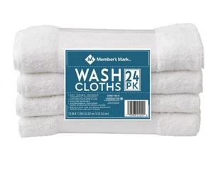 Member's Mark White Washcloths 24-Pack Soft Durable Hospitality Towel Set Bulk - Picture 1 of 6