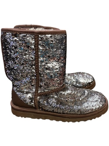 Stivali corti UGG Australia marroni con paillettes scintillanti US 6 usati