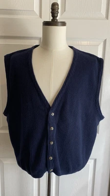 Vtg Eddie Bauer Men's XL Cardigan Sweater Vest Cotton USA Preppy Grandpacore - Image 1 of 4