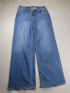 Old Navy Jeans Womens 12 31x31 Wide Leg Medium Blue High Stretch Boho Grunge - Picture 1 of 13