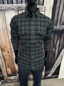 Filson Long Sleeve Dark Gray & Black Plaid Flannel Button Up Shirt Medium Mint! - Picture 1 of 6