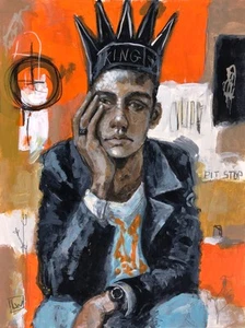 Original Portrait Man Painting on Paper 9x12 by Lawn Walker - Picture 1 of 2