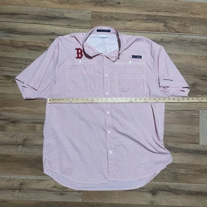 Columbia Mens Red PFG Super Tamiami Short Sleeve Boston Red Sox Omni Shade - Picture 1 of 5