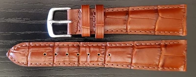 Correa de reloj vintage Hadley Roma 20 mm marrón genuino italiano piel de becerro de cocodrilo Hadley Roma Foto 1 de 4