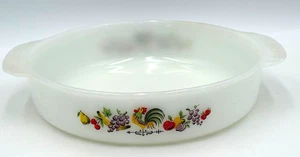 Fire-King Gay Fad Country Kitchen Round Casserole 1 Qt #15 Milk Glass USA - Picture 1 of 10