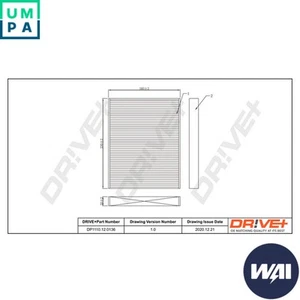 FILTER INTERIOR AIR DP1110.12.0136 FOR KIA VENGA HYUNDAI ix20 D4FC/G4FA 1.4L - Picture 1 of 6