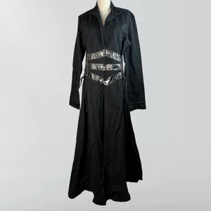 Vintage 90s Red Balls On Fire Black Goth Industrial Floor Length Trenchcoat  - Bild 1 von 8