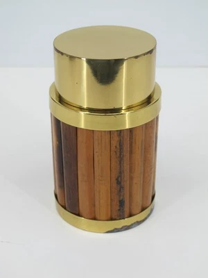 Gabriella CRESPI (1922-2017) Zigarettendose aus Messing & Holz um 1970-80 Selten - Bild 1 von 4