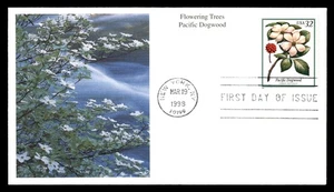 MayfairStamps US FDC 1998 New York Pacific Dogwood Flowering Trees Mystic First - Picture 1 of 2
