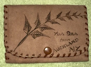 Antigua bolsa de cuero de recuerdo de principios de 1900 - Auckland Nueva Zelanda - Imagen 1 de 6