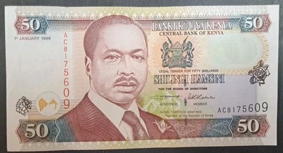 Kenia 50 chelines 1996 P36a2 firmas negras AC8175609. Foto 1 de 2