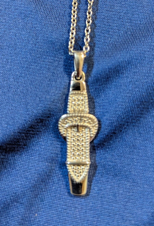 Diamond Accent Pendant in Platinum Bond/Stainless Steel Necklace (20 Inches)#18 - Image 1 of 2