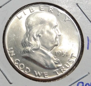 Moneda de medio dólar Franklin 1951 UNC - bonito brillo - plata - Imagen 1 de 2