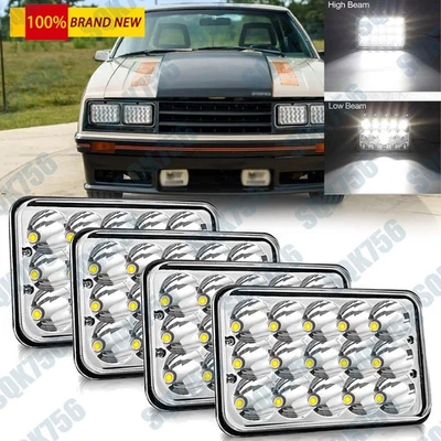 4PCS For Ford Mustang 1979-1986 Black 4x6 Inch LED Headlights Low/ High Beam A+ - Image 1 of 4