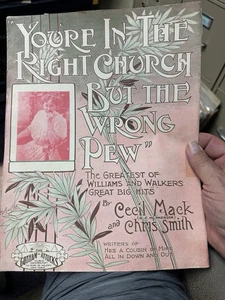 Ragtime Black Composers Sheet Music Cecil Mack/Chris Smith ‘The Wrong Pew’ - Picture 1 of 3