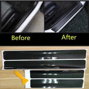 Carbon Fiber Car Door Sill Scuff Stickers Plate Edge Guard Pedal Strip Parts US - Bild 1 von 12