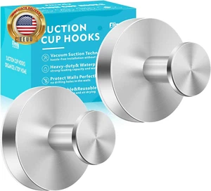 Suction Cup Hooks for Shower,Inside Shower,Wall,Bathroom,Bedroom,Kitchen,Door,Gl - Picture 1 of 8