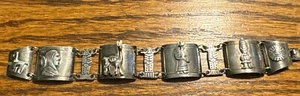 Vintage Peruvian 6 Panel Sterling Bracelet c.1930-Incan Gods-Fabulous Signed MML - Picture 1 of 24